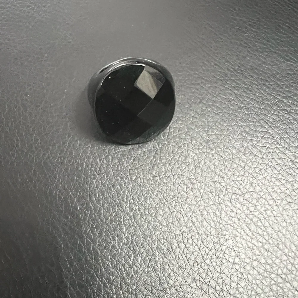 Black Faceted Chunky Ring